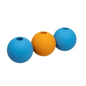 Amazon Basics Dog Toys, Interactive Fetch Rubber Balls, (Pack of 3), 2.5 inch, Multi-Color Blue/Orange