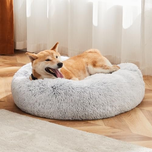 Sweetcrispy Calming Donut Dog and Cat Bed, Fluffy Washable Pet Bed 20" - Image 3