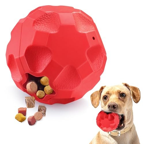 TROUSKAIG Indestructible Dog Ball Treat Dispensing Dog Toys for Aggressive Chewers, Rubber Dog Balls for Large Dogs, Interactive Dog Toys for Boredom to Keep Them Busy, Treat Dispenser Toy