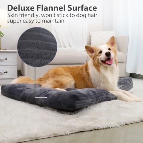 Extra Large Dog Crate Bed – Fluffy, Washable, Anti-Slip Mat, Gray - Image 2