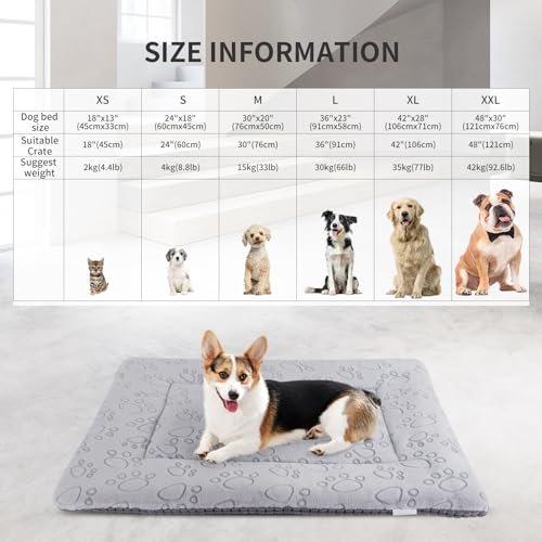 Reversible Washable Dog Bed Mat - Soft Plush Crate Pad for Pets 30x20 Gray - Image 5