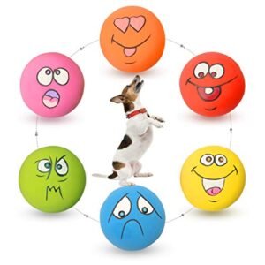 HOLYSTEED Latex Dog Squeaky Toys Rubber Soft Dog Toys Chewing Squeaky Toy Fetch Play Balls Toy for Puppy Small Pets Dog 6pcs for Mini, Small Breeds, 2.28"*2.28"*1.30"