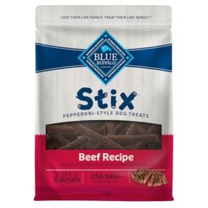 Blue Buffalo Stix Pepperoni-Style Dog Treats Made with Natural Ingredients, Beef Recipe, 13-oz Bag
