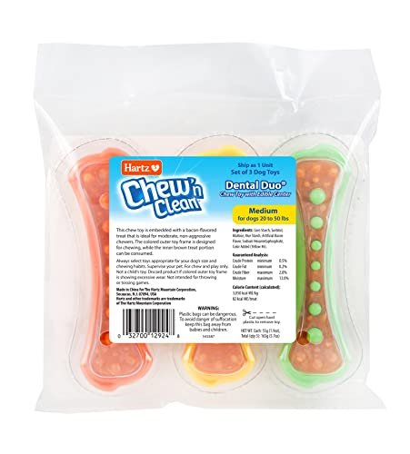 Hartz Chew n Clean Dental Duo Dog Chew Toy & Treat, Medium, 3 Pack - Image 7