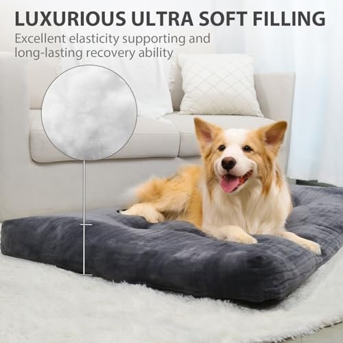 Extra Large Dog Crate Bed – Fluffy, Washable, Anti-Slip Mat, Gray - Image 3
