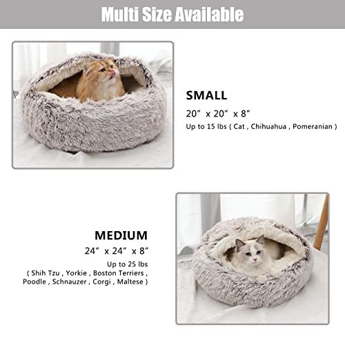 Calming Pet Bed with Hooded Cover – Washable Fluffy Cave for Cats & Dogs - Image 6