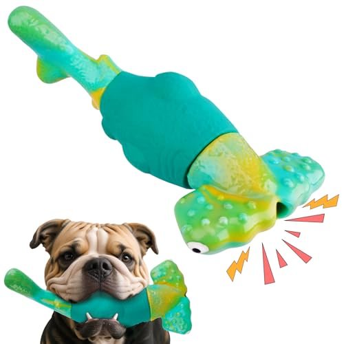 BIKIISEN Dog Toys for Aggressive Chewers, Interactive Dog Chew Toys for Large Dogs, Indestructible Squeaky Toys to Keep Them Busy, Tough Toys for Medium/Large Breed (Green)
