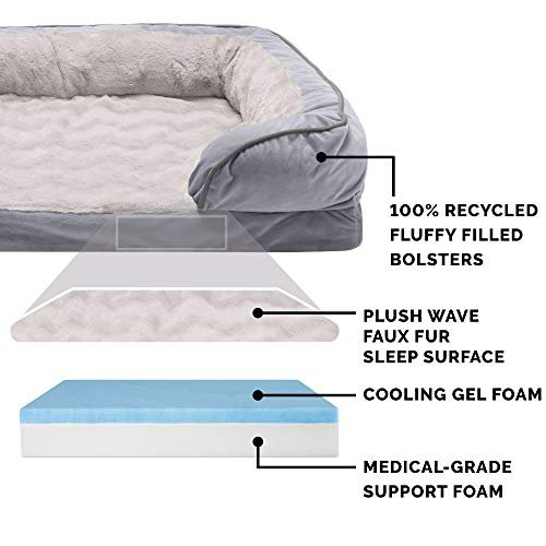 Furhaven Jumbo Cooling Gel Dog Bed with Bolsters, Gray, XL for Large Dogs - Image 5