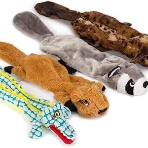 AZSSMUK Dog Squeaky Toys No Stuffing, Pet Toy with Durable Double Layer Fabric with Two Squeakers for Small Large Breeds Chew Toys Set (4PCS)