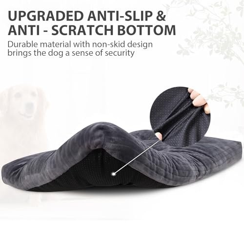 Extra Large Dog Crate Bed – Fluffy, Washable, Anti-Slip Mat, Gray - Image 4