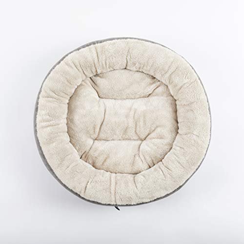 Plush Donut Pet Bed: Cozy 20" Round Cushion for Cats & Small Dogs, Gray - Image 3