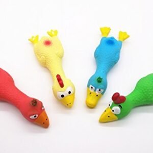 4PCS Safe Latex Dog Squeaky Toys, 6.6" Long Soft Chew Molar Dog Small Screaming Rubber Chicken Toys, for Puppy Small Medium Dogs