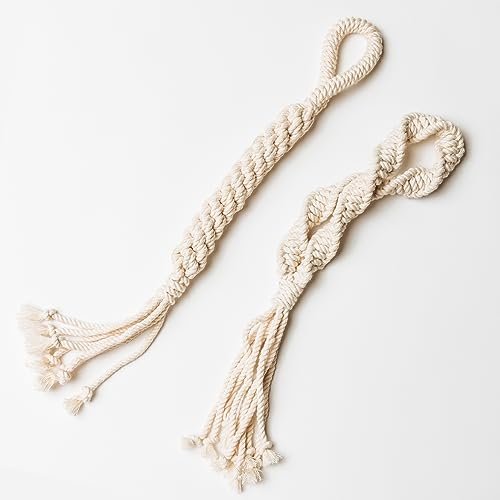 LAY LO Natural, Non-Toxic Cotton Rope Toys for Small and Medium Dogs | 2-Pack | Includes Live Support with Dog Trainer | Durable & Eco-Friendly | Unique Boho Designs with Handle | Interactive Dog Toy