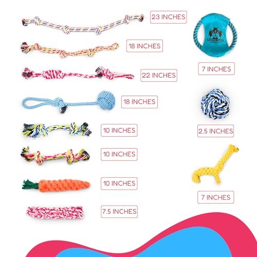 Dog Rope Toys 11-Pack for Medium Dogs - Durable Cotton Puppy Tug Set - Image 7