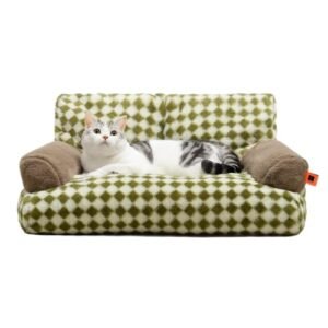 MEWOOFUN Cat Bed for Indoor Cats, Washable Dog Beds for Small Medium Dogs & Cats, Fluffy Cat Couch with Non-Slip Bottom, 26×19×13 Inch (Green, 26.0" L x 19.0" W x 13.0" Th)