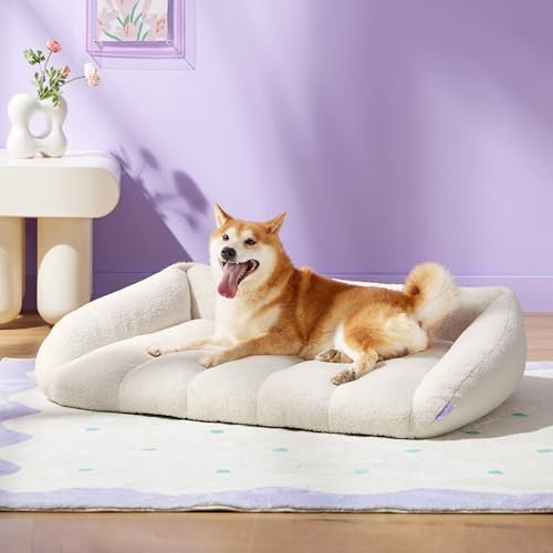 Orthopedic Large Dog Bed Sofa: Waterproof, Washable, Comfy Pet Couch - Cream 35" - Image 2