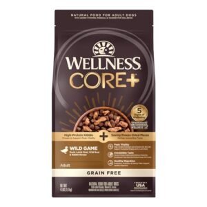 Wellness CORE+ (Formerly RawRev) Natural Grain Free Dry Dog Food, Wild Game Duck, Wild Boar & Rabbit with Freeze Dried Lamb, 4-Pound Bag