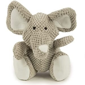 goDog Checkers Elephant Squeaky Plush Dog Toy, Chew Guard Technology - Gray, Large