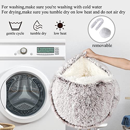 Calming Pet Bed with Hooded Cover – Washable Fluffy Cave for Cats & Dogs - Image 7