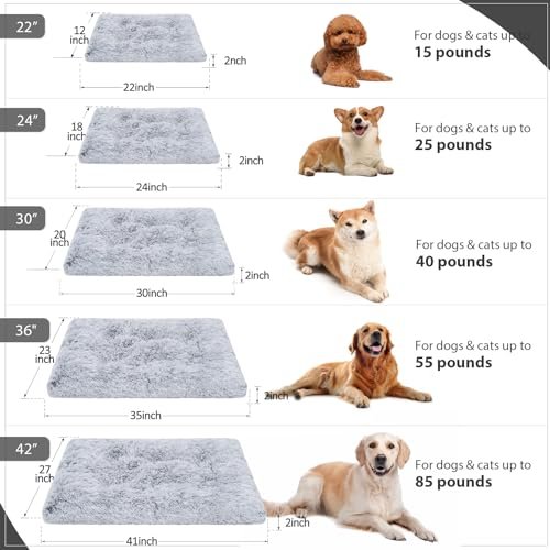Vonabem 36 Inch Large Dog Bed - Washable, Plush Crate Pad, Non-Slip Grey - Image 6