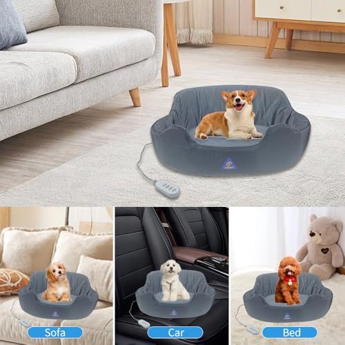 Heated Orthopedic Pet Bed - Reversible, Washable, Non-Slip, Grey - Image 5