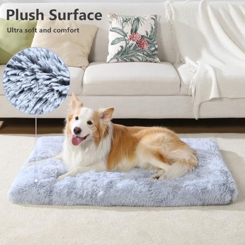 Vonabem 36 Inch Large Dog Bed - Washable, Plush Crate Pad, Non-Slip Grey - Image 2