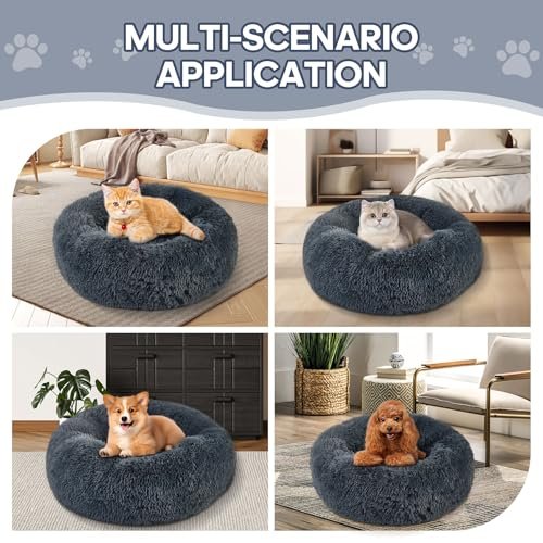 Fluffy Donut Pet Bed: Soft Calming Round Cushion for Small Dogs & Cats - Image 6