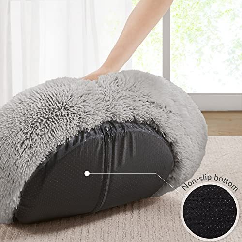 Orthopedic Memory Foam Dog & Cat Bed – Calming Plush, Washable, Grey - Image 5