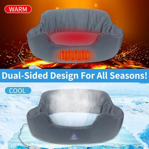 Heated Orthopedic Pet Bed - Reversible, Washable, Non-Slip, Grey - Image 2