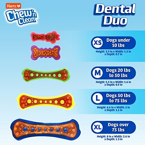 Hartz Chew n Clean Dental Duo Dog Chew Toy & Treat, Medium, 3 Pack - Image 3