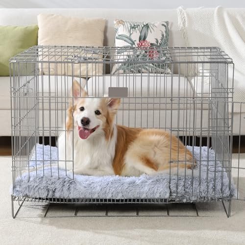 Vonabem 36 Inch Large Dog Bed - Washable, Plush Crate Pad, Non-Slip Grey - Image 3
