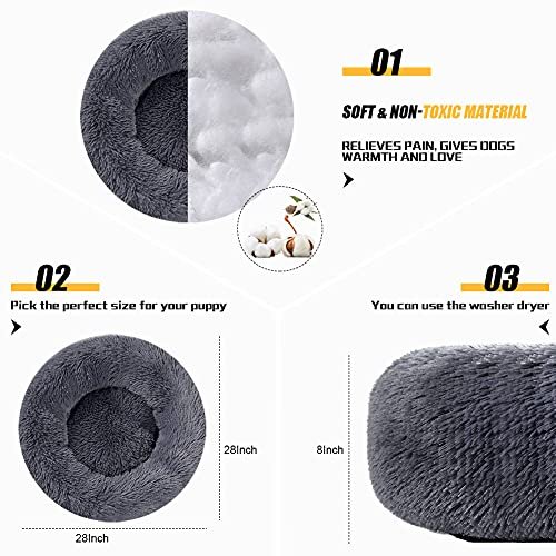 Kimpets Calming Donut Dog Bed – Fluffy Washable Anti-Slip Pet Bed - Image 5