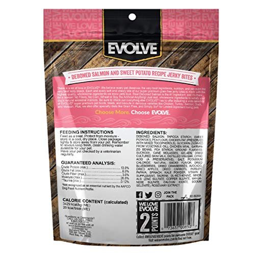 Evolve Grain Free Salmon & Sweet Potato Dog Jerky Treats - Image 2