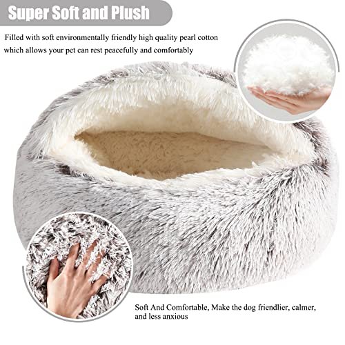 Calming Pet Bed with Hooded Cover – Washable Fluffy Cave for Cats & Dogs - Image 4
