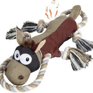 IOKHEIRA Dog Toys for Aggressive Chewers,Tough Indestructible Dog Toys,Squeaky Dog Toys for Large Dogs,Durable Dog Chew Toys-Donkey, Auburn-Chocolate