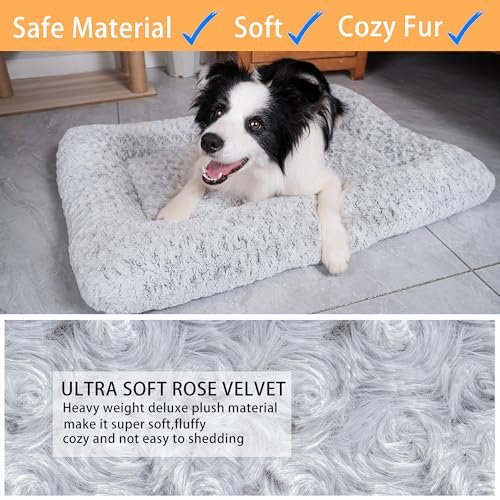 Ultra Soft Dog Crate Bed, Washable Plush Mat for Medium Large Dogs 35"x23" - Image 2