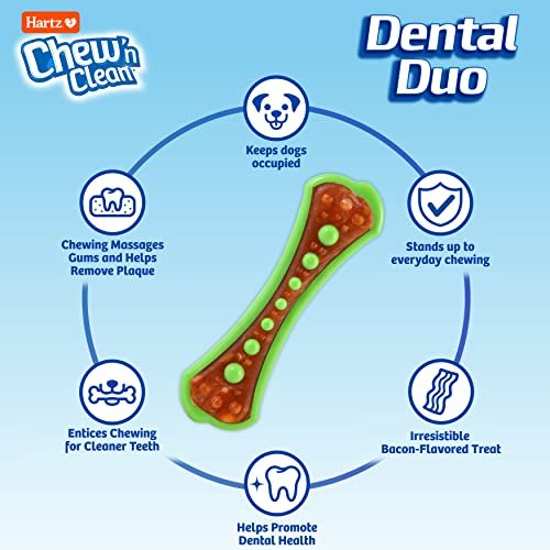 Hartz Chew n Clean Dental Duo Dog Chew Toy & Treat, Medium, 3 Pack - Image 2
