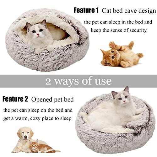 Calming Pet Bed with Hooded Cover – Washable Fluffy Cave for Cats & Dogs - Image 3