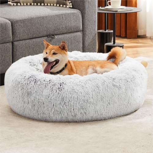 Sweetcrispy Calming Donut Dog and Cat Bed, Fluffy Washable Pet Bed 20" - Image 2