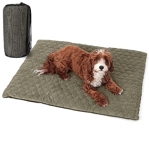 Meadowlark Outdoor Dog Bed 36x28 - Portable Travel Bed for Small & Medium Dogs, Soft Micro-Suede, Waterproof, Non-Slip, Machine Washable, Foldable with Storage Bag for Hiking, Camping, Beach & More