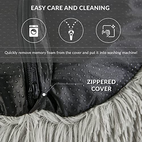 Orthopedic Memory Foam Dog & Cat Bed – Calming Plush, Washable, Grey - Image 6