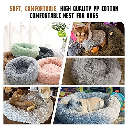 Calming Donut Dog Bed - Washable Faux Fur Pet Bed for Anxiety, 20" - Image 4