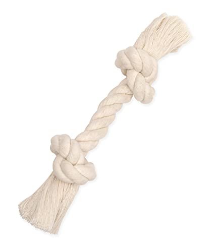 Mammoth Flossy Chews 100 Percent Natural Cotton Rope Dog Toys - Premium White Knot Dog Rope Toy - Interactive Dog Tug Toy - Tug Dog Chewy Toy for Small Dogs - Small 9"
