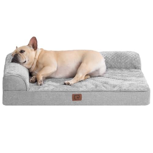 EHEYCIGA Memory Foam Dog Bed Medium Sized Dogs, Waterproof Dog Bed Orthopedic with Washable Removable Cover, Non-Slip Pet Bed Couch for Crate, 30x20x6 Inches, Grey