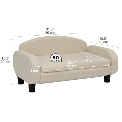 Stylish Pet Sofa with Removable Cover – 31.5" Wide, Espresso/Oatmeal - Image 6