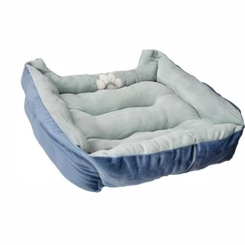 Cozy Reversible Dog Bed M Blue Paw Print Comfort Pet Cushion HappyCare - Image 4