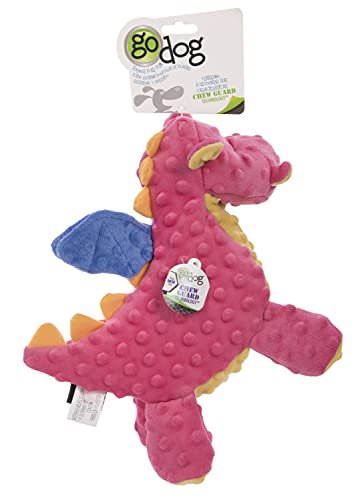 Durable Plush Dragon Dog Toy with Squeaker, Coral Large by goDog - Image 6