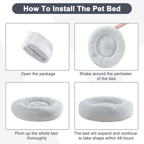 Calming Large Dog Bed 39" Donut Plush Anti-Anxiety Washable Pet Cushion - Image 3