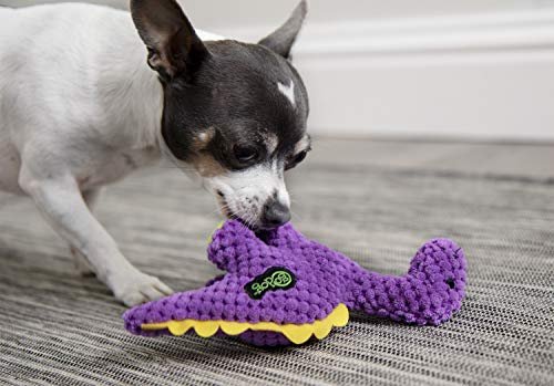 goDog Mini Purple Dino Plush Dog Toy with Squeaker & Chew Guard - Image 9