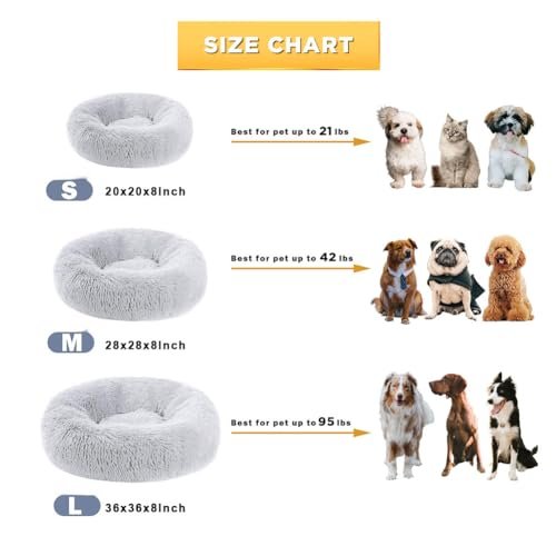 Calming Donut Dog Bed - Washable Faux Fur Pet Bed for Anxiety, 20" - Image 2